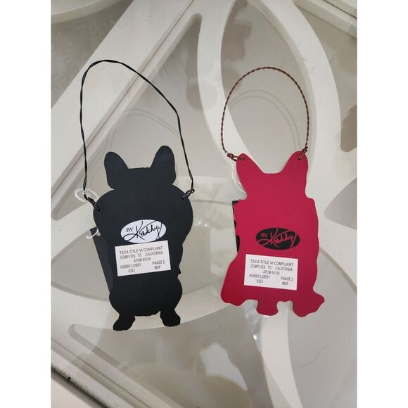 Candy Cane Frenchie Christmas Ornament ( 2 Piece Set ) - Picture 4 of 5